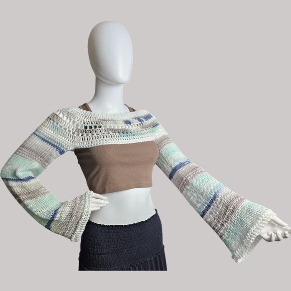 Handmade Knit & Crochet Bolero Shrug – Fits Small to Large - Picture 8 of 8